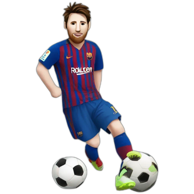 Messi with a soccer ball on his foot emoji