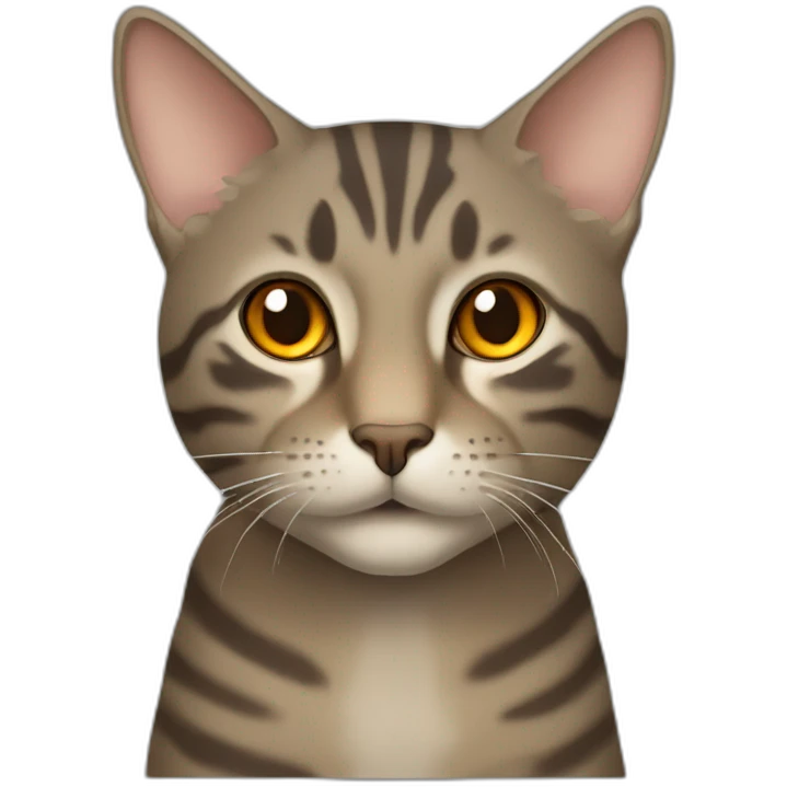 Tabby slightly brown gray cat with beige mouth and dark nose and orange golden eyes emoji