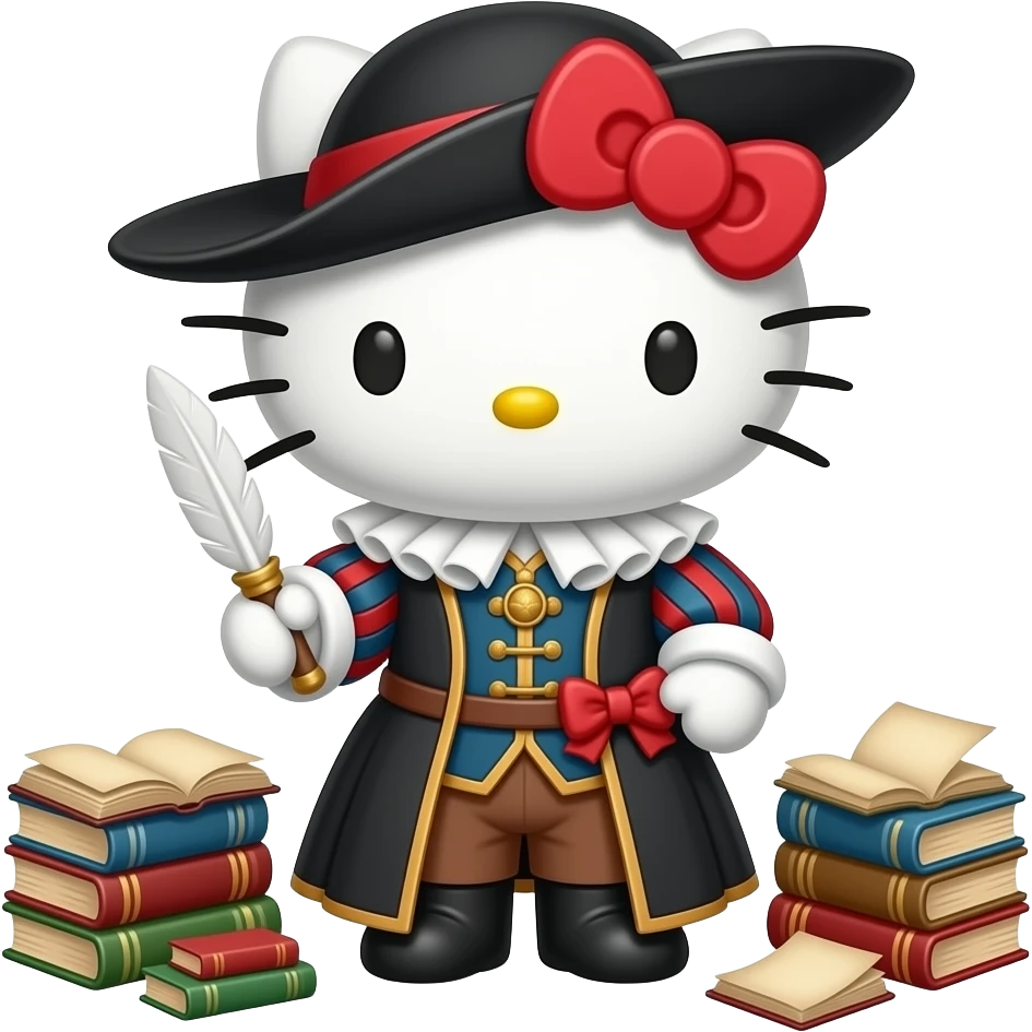 hello kitty como poetisa representada como sor juana ines de la cruz emoji