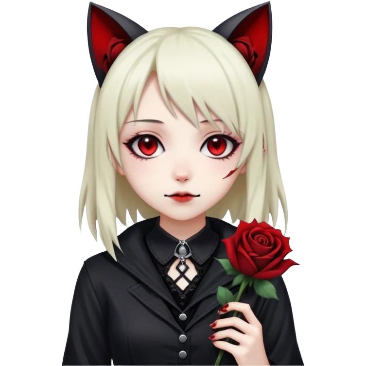 Bloody black rose anime gothic emo  beautiful gorgeous cool edgy cute lady with cat ears emoji