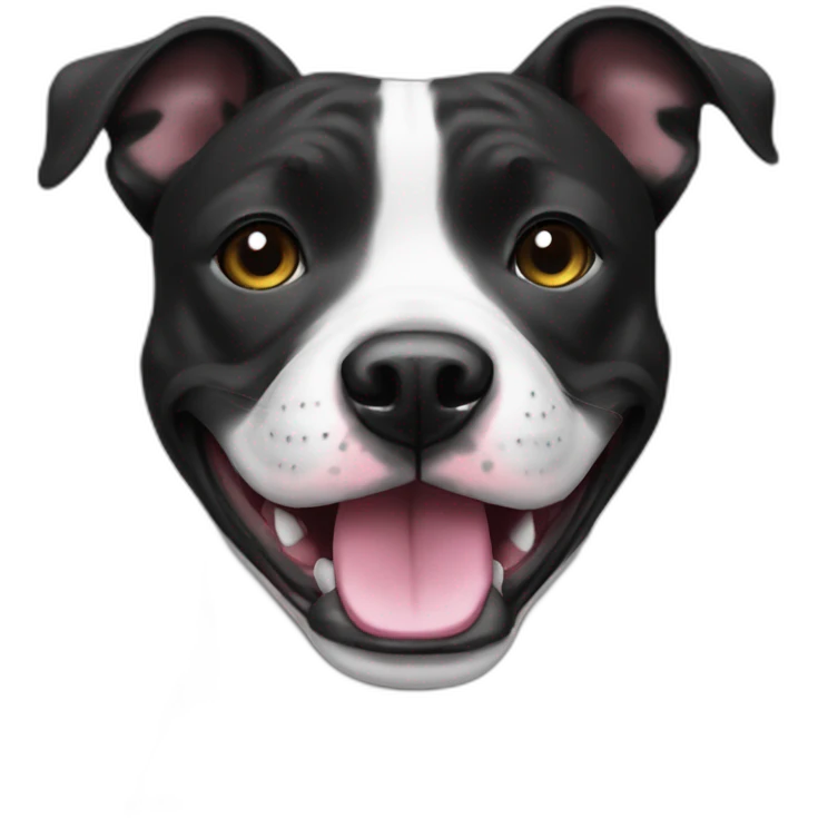 Black white Staffy smile emoji