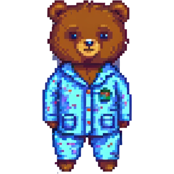bear in pajamas pixel art emoji