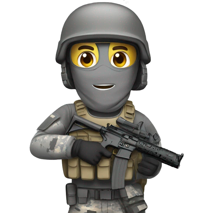Soldier with AR15 dressed in gray tactical gear emoji