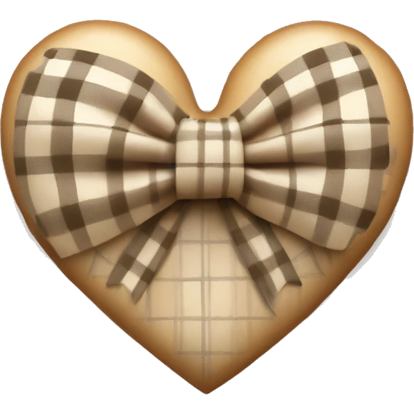 beige plaid bow heart emoji