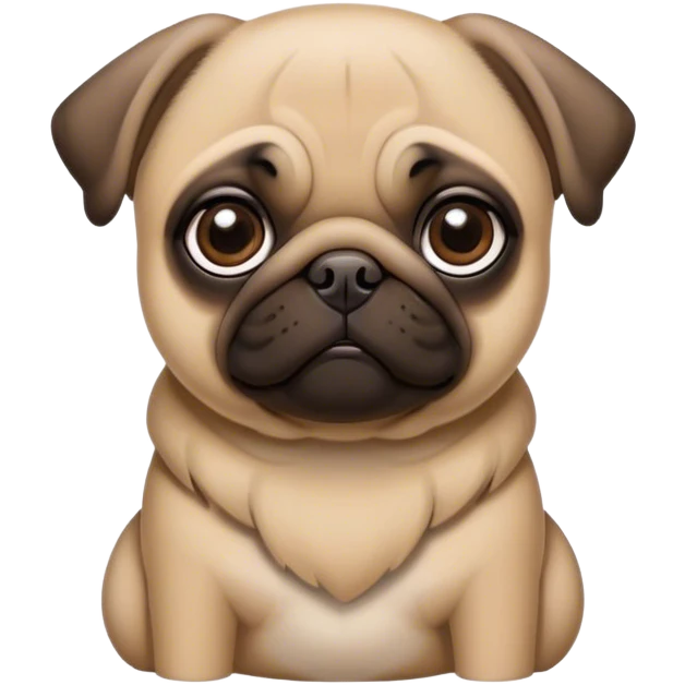 Cinematic Noble Fawn Pug Portrait Emoji, Poised and regal, with a compact, sturdy build and a sleek, well-groomed fawn coat, deep-set soulful dark eyes, Simplified yet sharp and sophisticated features, highly detailed, glowing with a soft, dignified glow, high shine, intelligent and spirited, stylized with an air of confidence, focused and attentive, soft glowing outline, capturing the essence of a watchful and commanding companion, so majestic it feels as though it could prance out of the screen with effortless authority! emoji