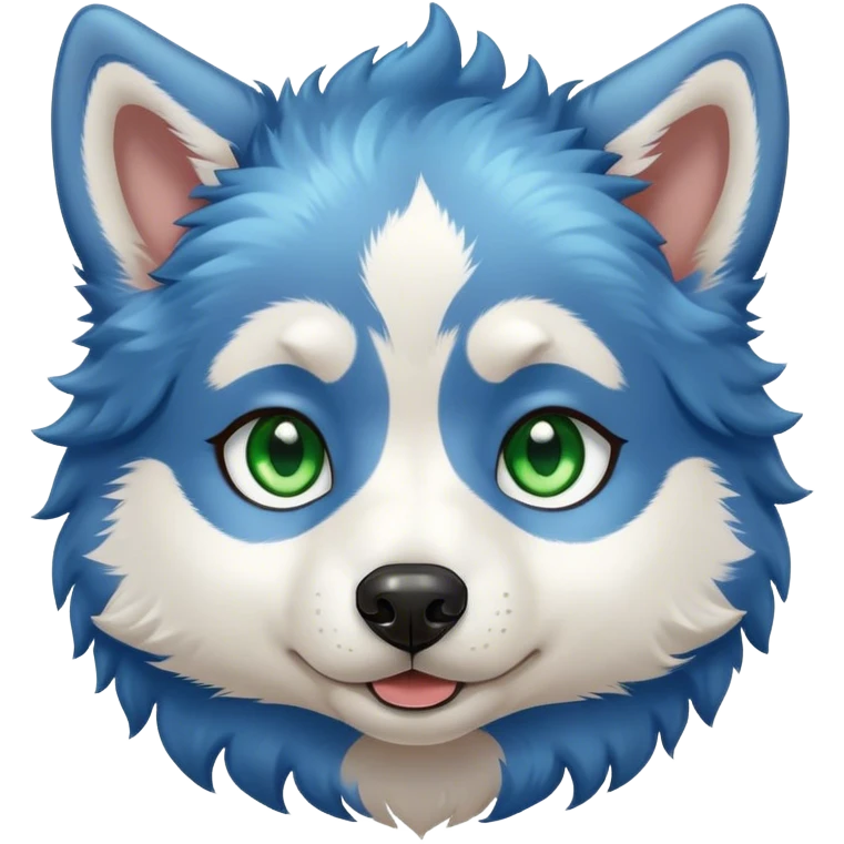 Cute Husky puppy, blue curly hair, green/brown eyes emoji
