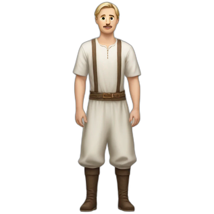 a man of Slavic appearance looks to the side at full height emoji