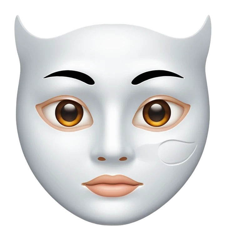 a sheet of white mask pack for face skincare beauty, except on the face, vacant hole on eyes and mouth emoji
