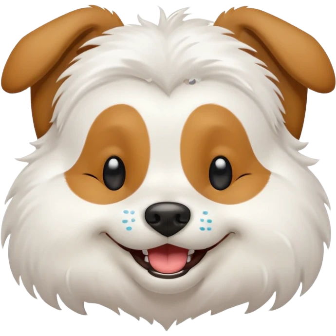 Create a very much laughing dog emoji with tears in his eyes emoji