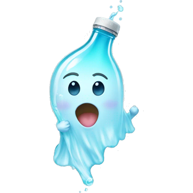 A ghost driking sparkling water emoji