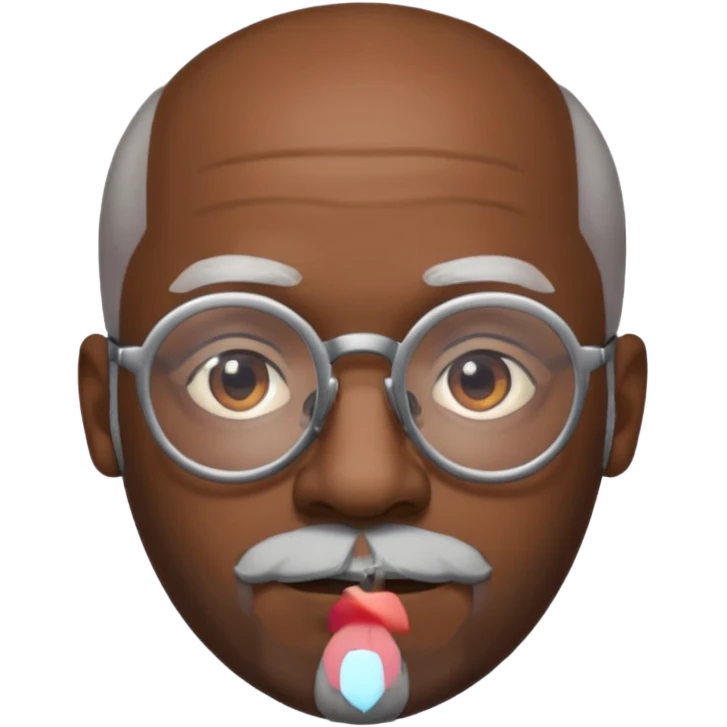 African american male, bald, gray beard. Round face, glasses emoji