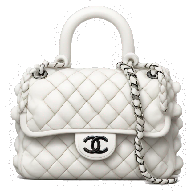 Chanel bouclé bag white emoji