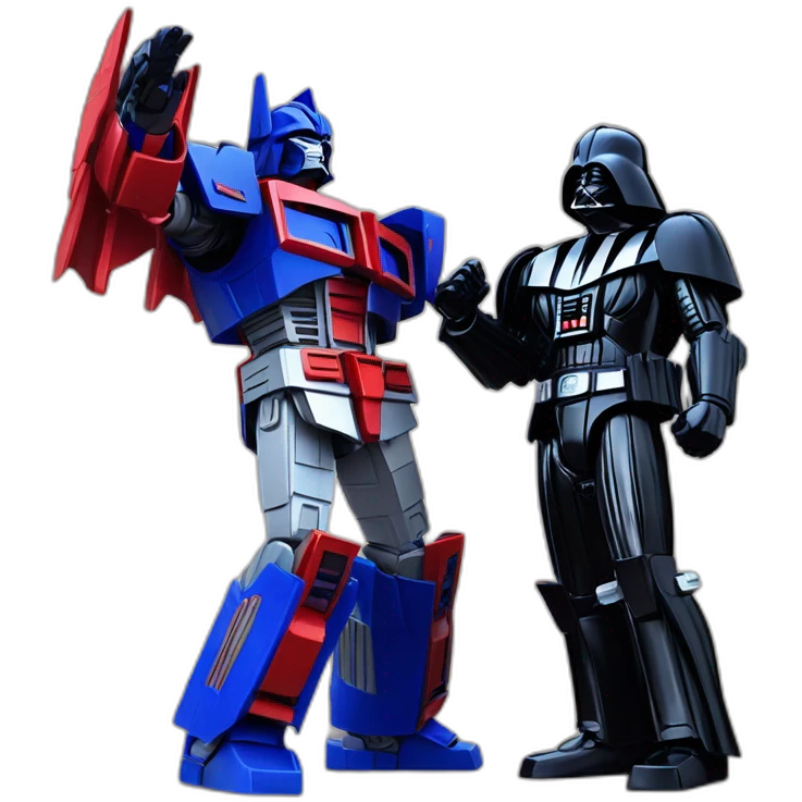 optimus prime fihghting with darth vader in a epic battle emoji