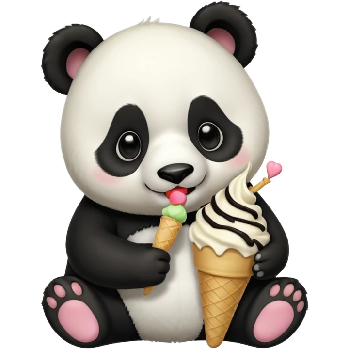 Panda eating ice cream emoji