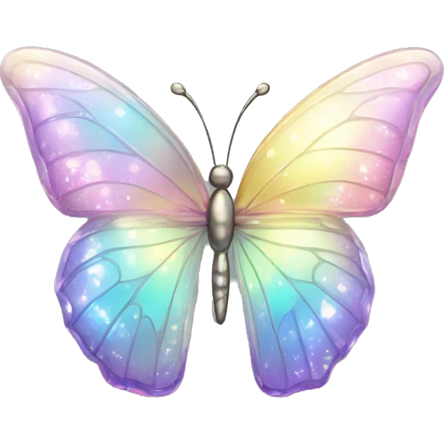 Sparkly glossy Pastel iridescent glass crystal butterfly emoji