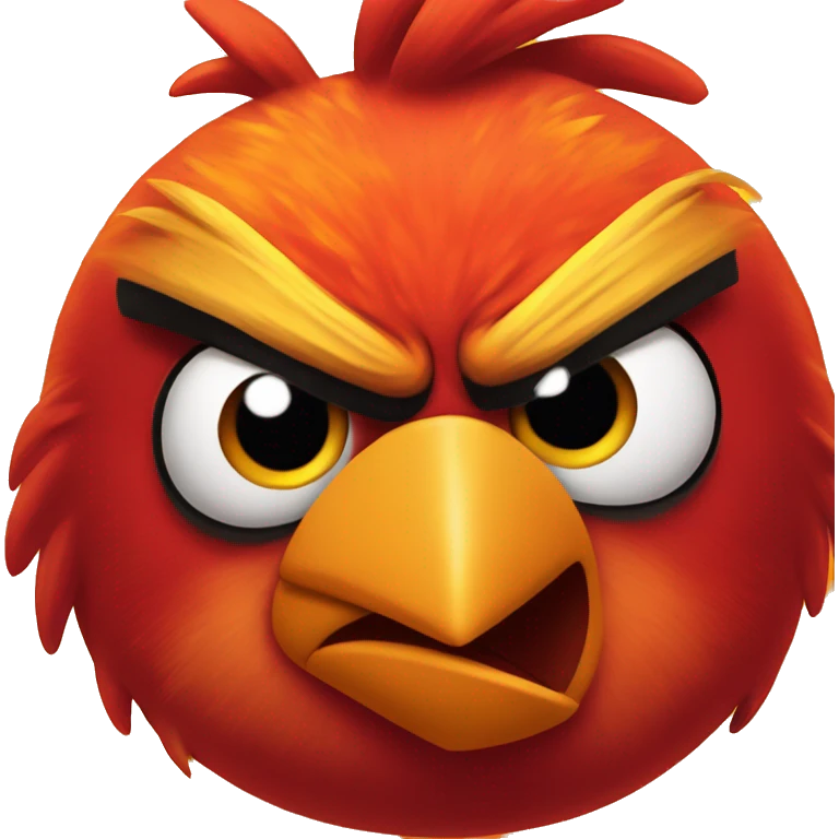 angry bird red but orange-yellow and on fire emoji
