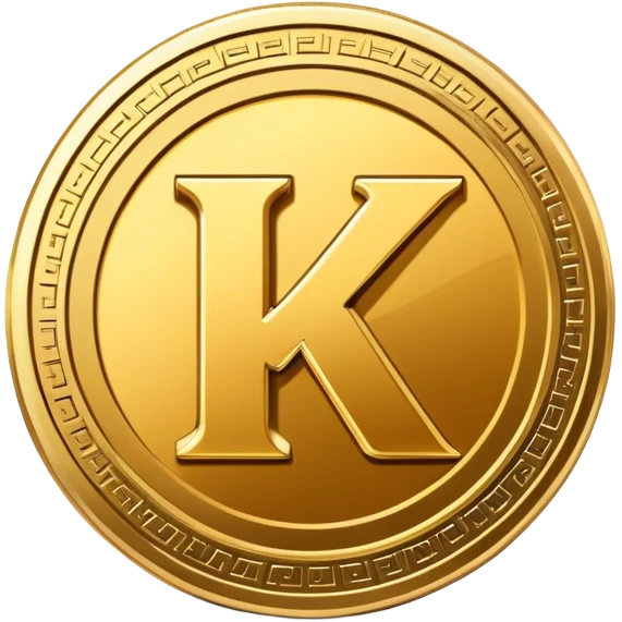 Kaspa cryptocurrency coin with the letter K logo emoji