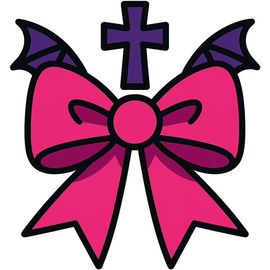 pink gothic bow gothic style vibrant toon illustration emoji