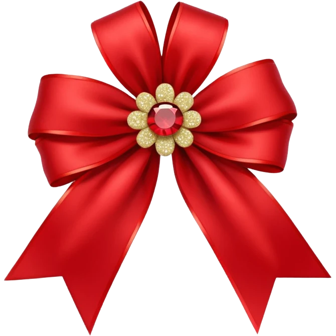 red flower bow with glitter emoji