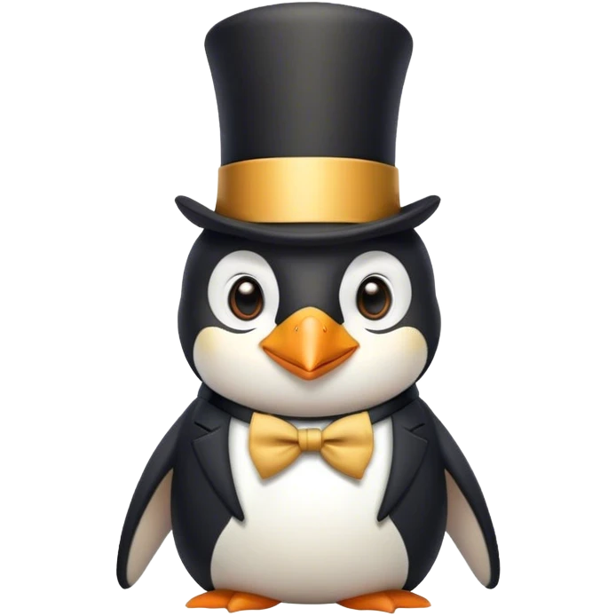 Penguin dancing with a top hat and elegant suit emoji
