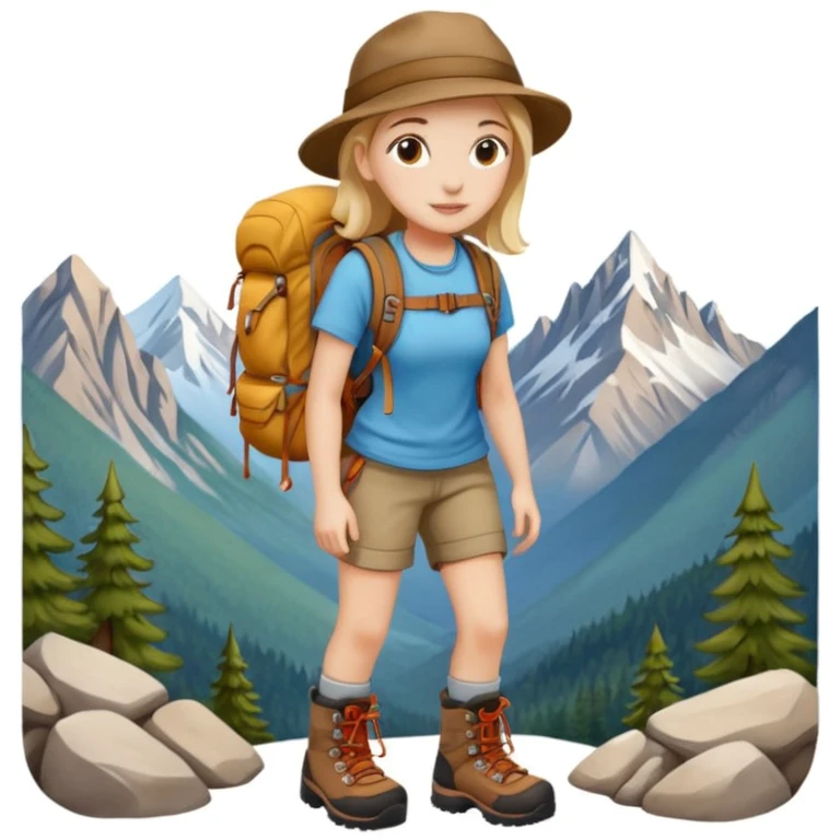 girl back packing mountains background  emoji