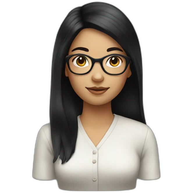 A girl with black hair wearing a glasses  emoji