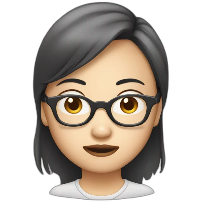 Asian girl with glasses hates cheese emoji