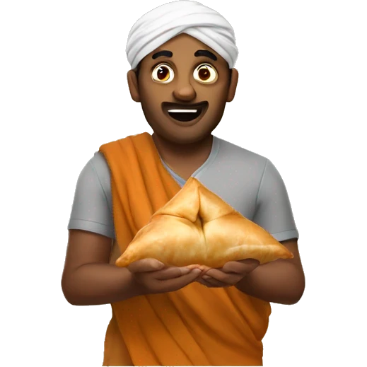 samosa eating indian man emoji