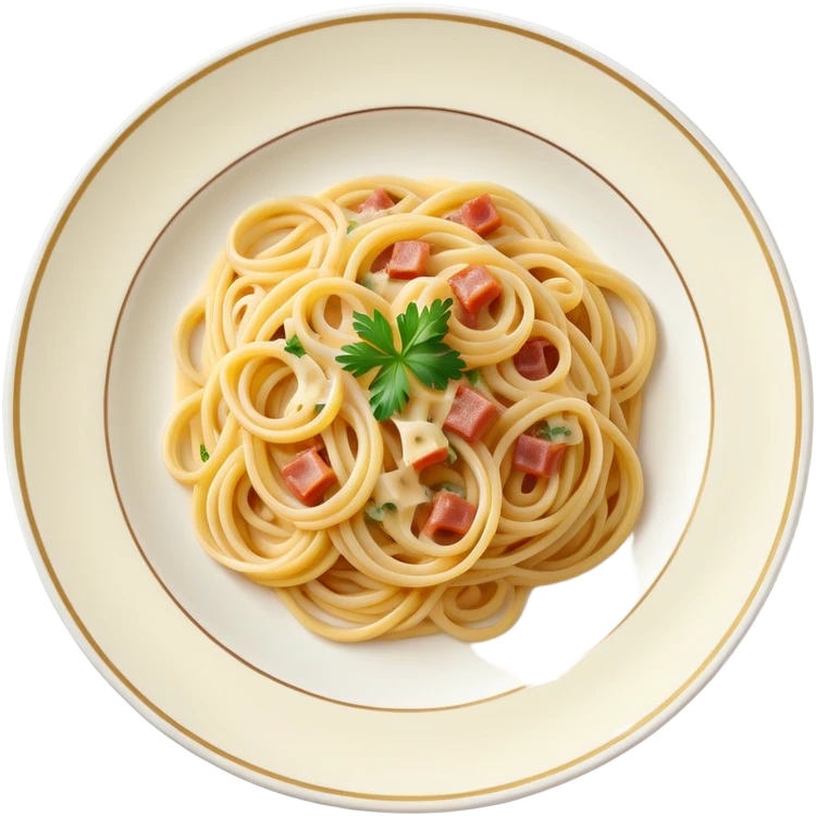 Spaghetti alla carbonara in an elegant porcelain plate emoji