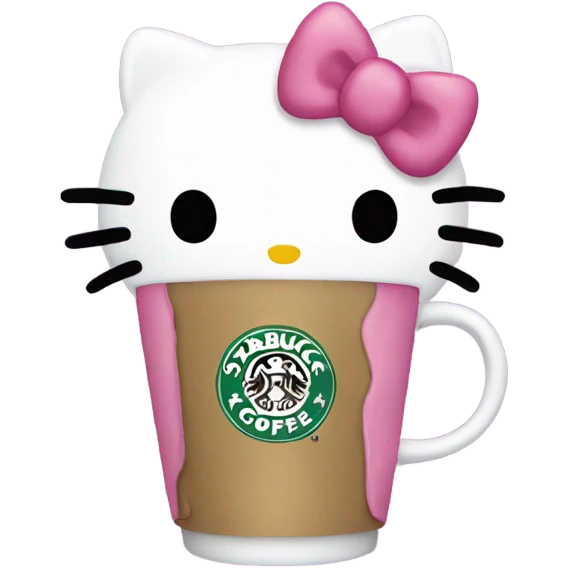 hello kitty holding starbucks coffee emoji