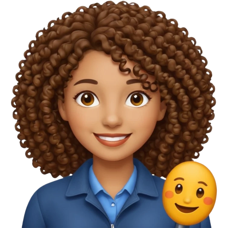 mixed race woman curl hair emoji