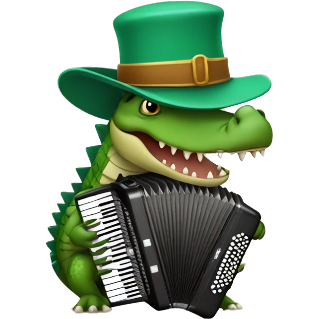 A crocodile in a hat plays the accordion emoji