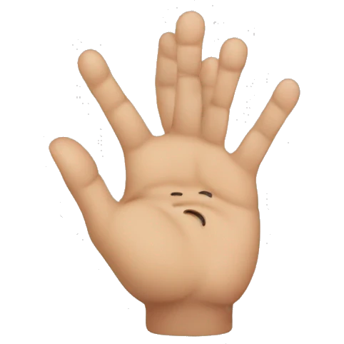 Person with upside down w on their hand  emoji