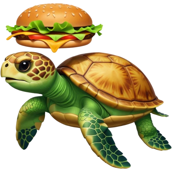 SeaTurtle eat burger emoji