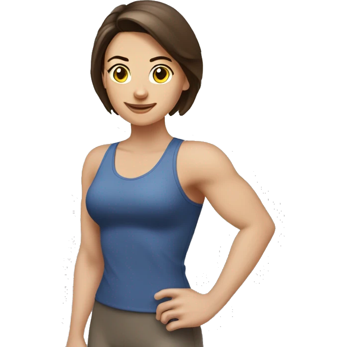 Woman arm muscles, fit Caucasian woman, brunette  emoji