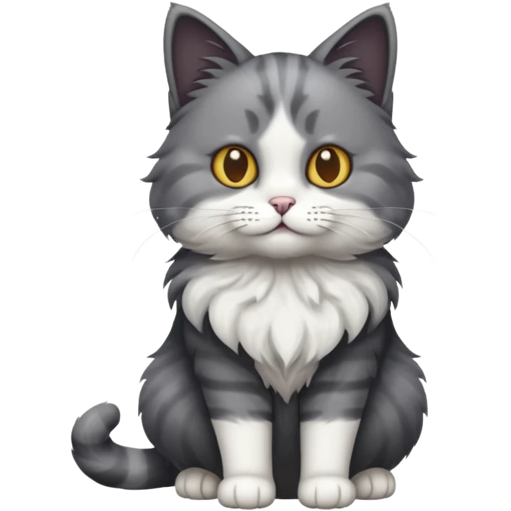 full body dark grey and white cat emoji
