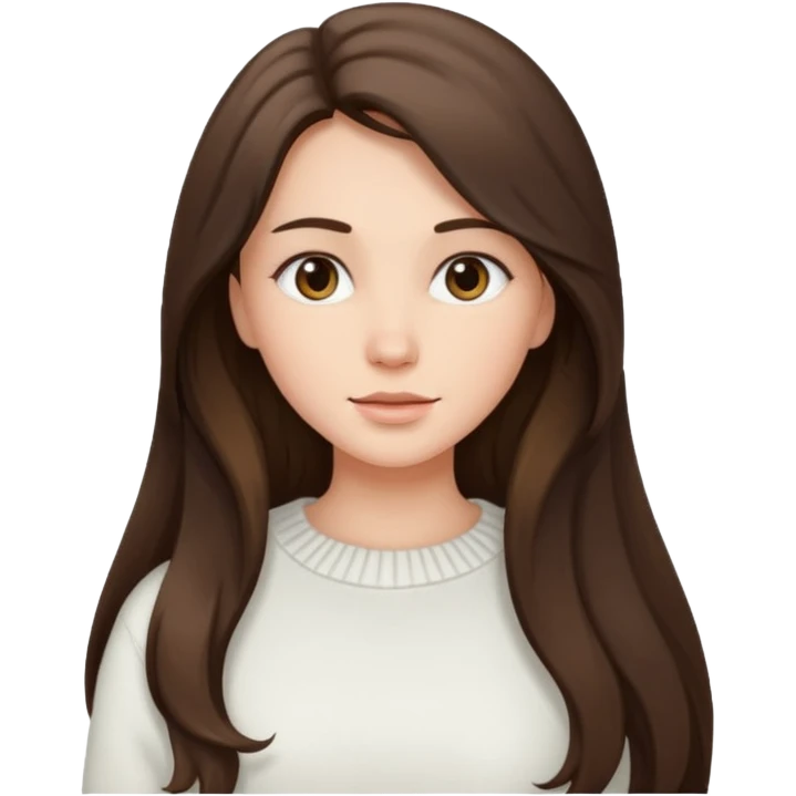 девушка брюнетка с длинными волосами в белой кофте emoji