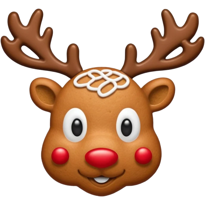 gingerbread cookie in reindeer head shape emoji