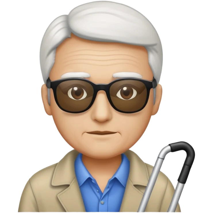 blind man with white cane and dark glasses emoji