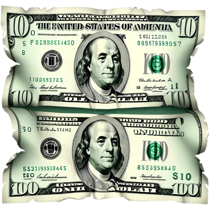 Realistic Hundred dollar bill tore in half emoji