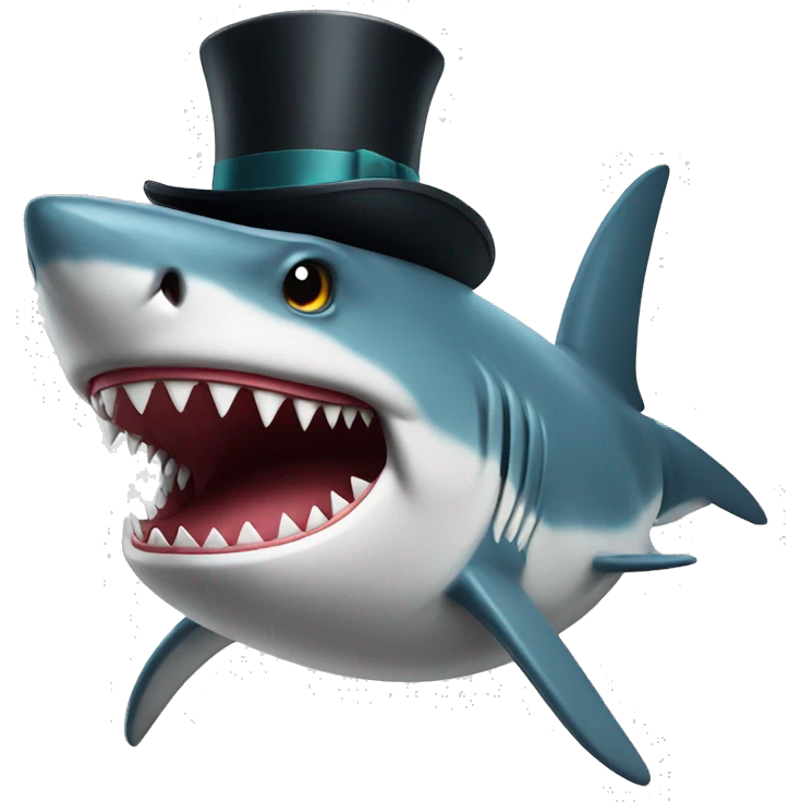 Shark with a top hat emoji