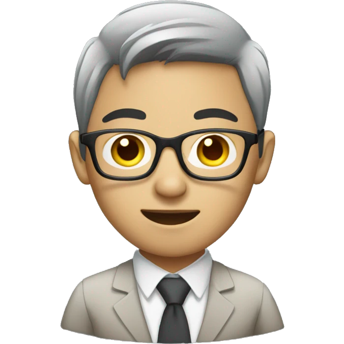 Young Asian office worker wearing glasses using a laptop emoji