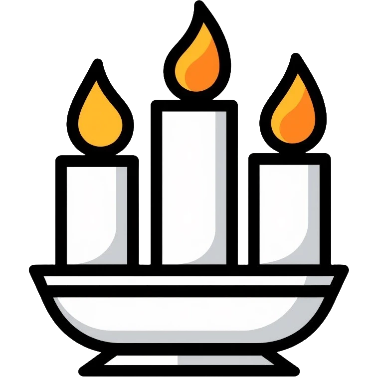 stylish three-candle holder with flames emoji