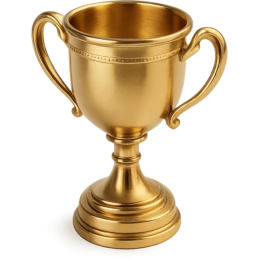 shiny gold trophy cup with sparkles, simple cartoon style, thick outline, designed for use as a YouTube channel emoji emoji