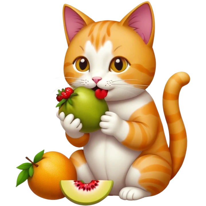Cat eating fruit  emoji