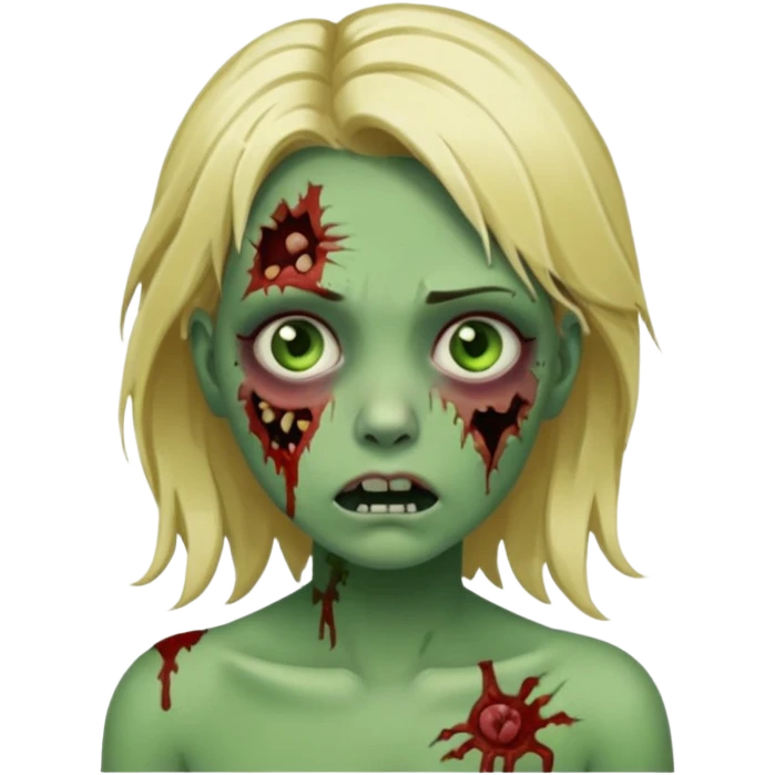 make an zombie girl emoji with blonde hair and (obviously) green skin with wounds emoji