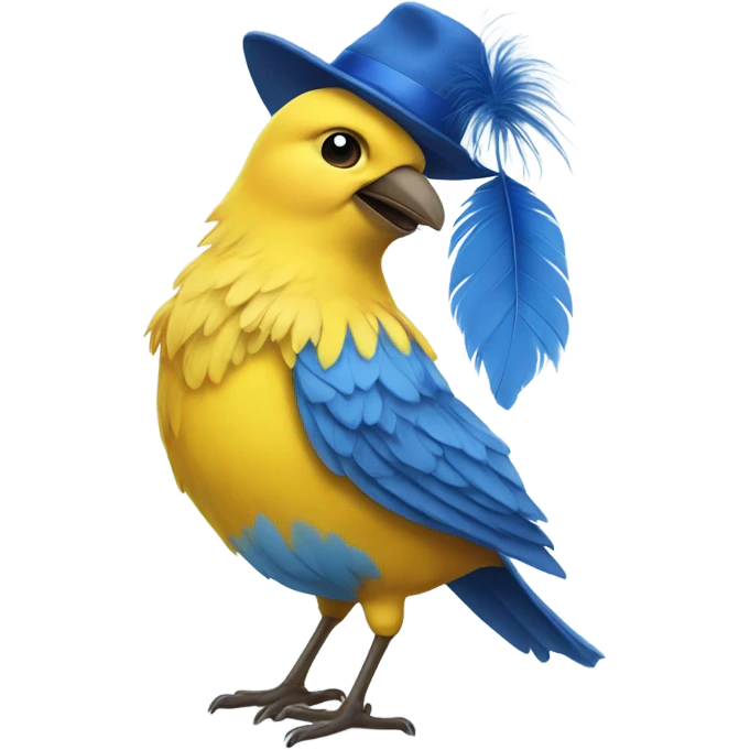 yellowbirdwithhatwithablufeather emoji