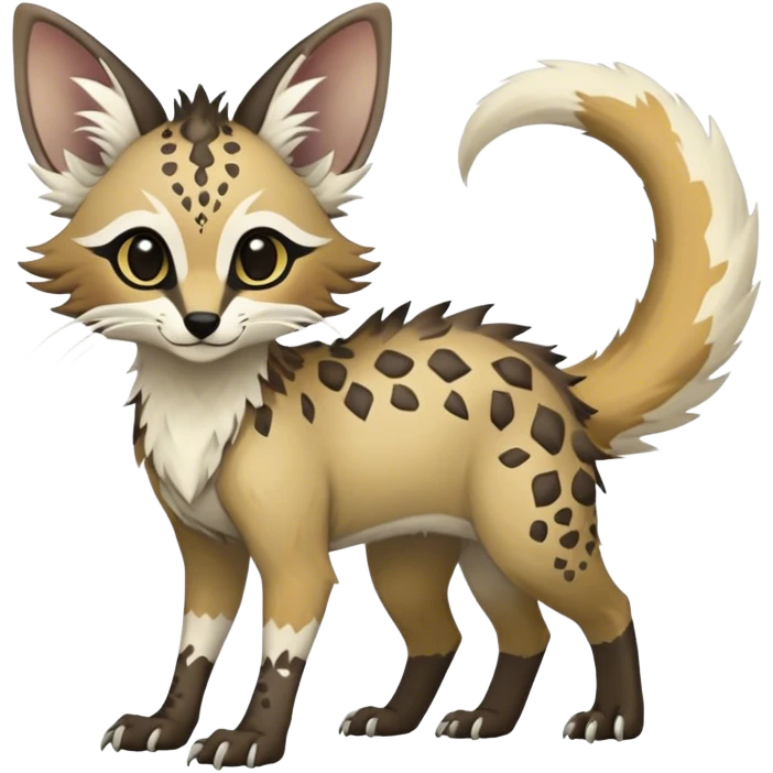 Feral Rare Fantasy Vernid-Trico-species by LiLaiRa, random markings, tufted tail, tufted ears, full body emoji