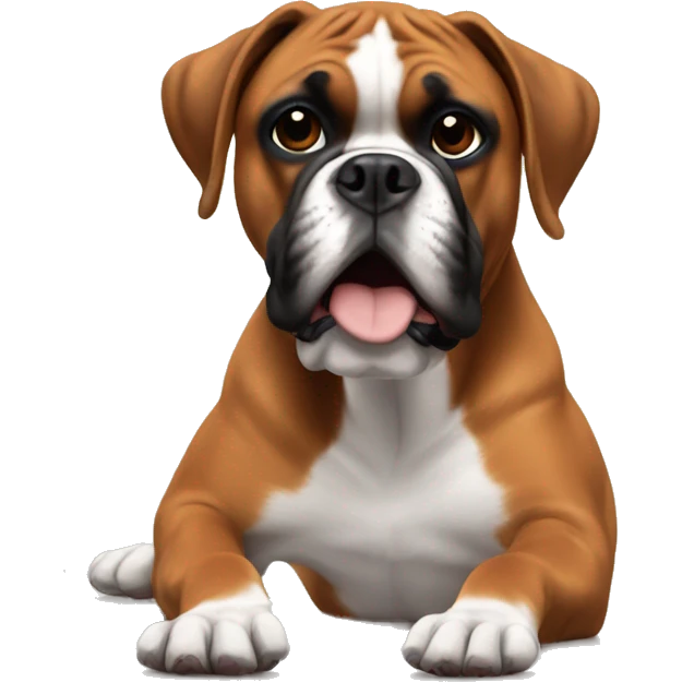 Boxer on floor with birds spinning around head emoji