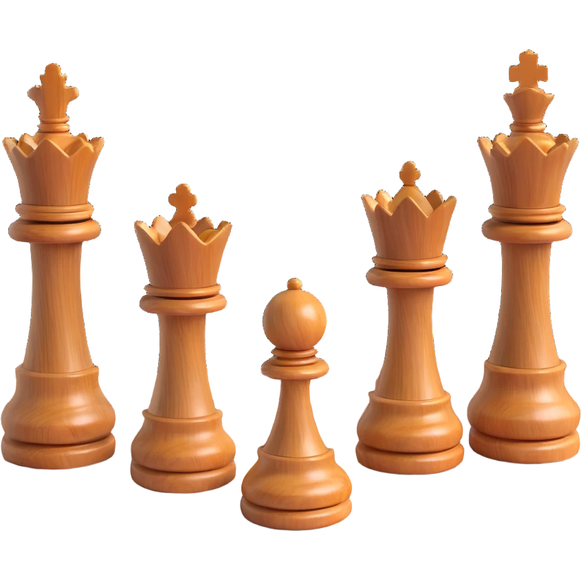 three chess rooks, 3D style, mixed wood tones, luxury finish, together, no text emoji